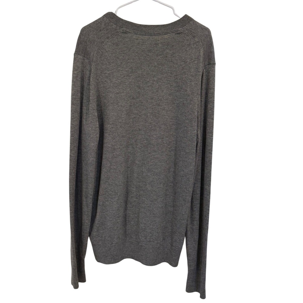 Abercrombie & Fitch Mens Grey Wool Cotton Blend V-Neck Logo Sweater Large - Picture 6 of 7